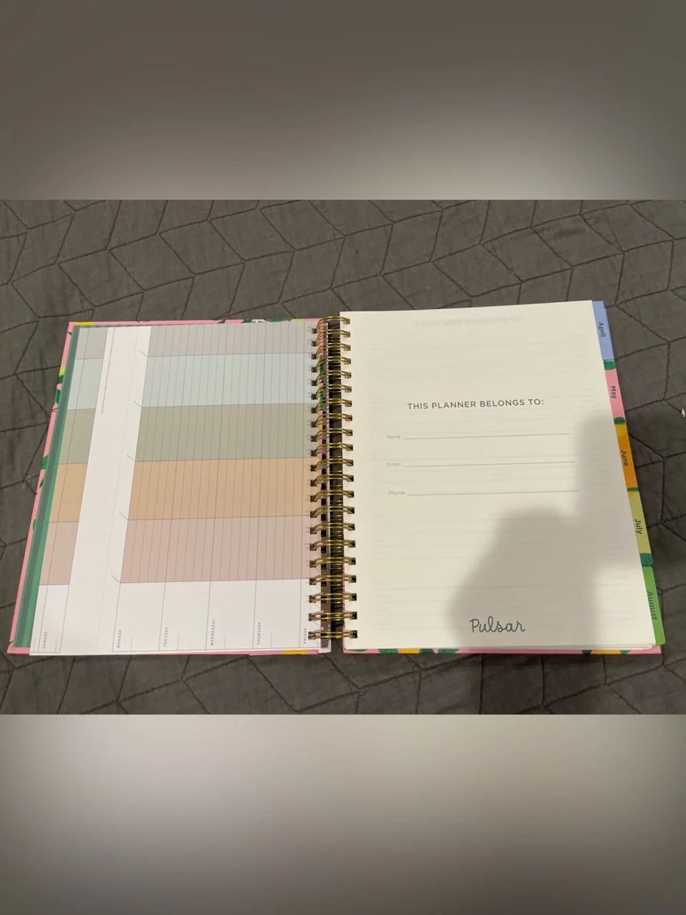 Pulsar 2026-2027 Weekly Planner Pink/Lemon Design New
